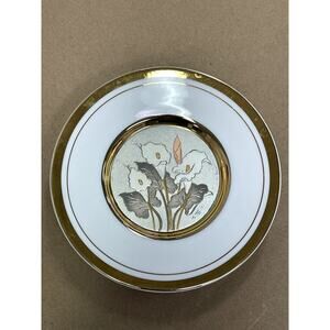 Chokin 24K Gold Etched Calla Lily Plate,‎ 6"